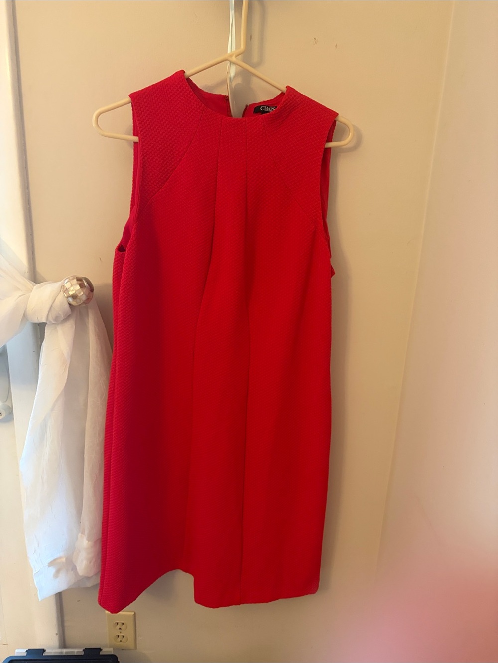 CHAPS Red Textured Sleeveless Shift Dress